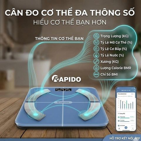 Cân sức khỏe phân tích 20 chỉ số Rapido RSB07-S