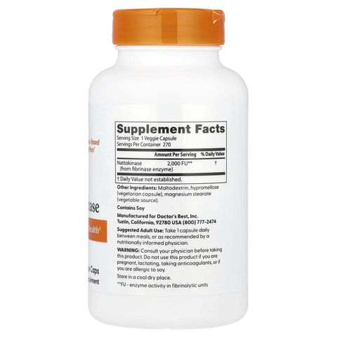 Viên uống Nattokinase 2000 FU Doctor’s Best 270 viên - Hỗ trợ tim mạch, ngăn ngừa đột quỵ, ổn định huyết áp, bổ sung enzyme tự nhiên