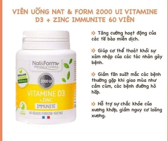 Vitamin D3 + Zinc tăng sức đề kháng và D3