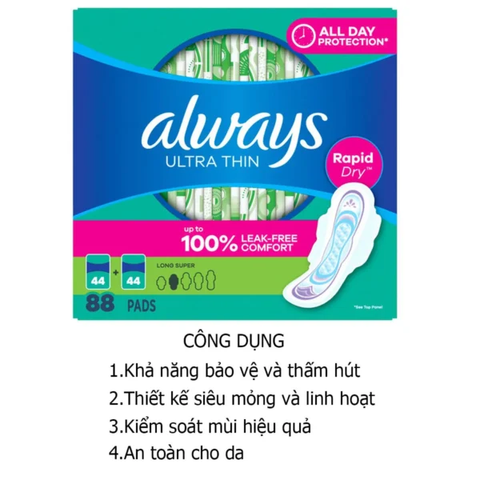 Băng Vệ Sinh siêu mỏng có cánh ALWAYS Ultra Thin