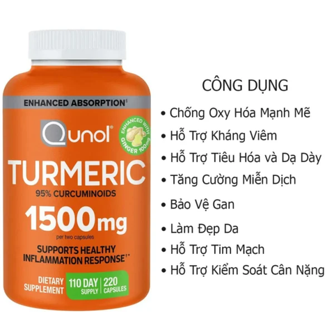 Tinh chất nghệ Turmeric 1500mg 220 viên Qunol của Mỹ 764748