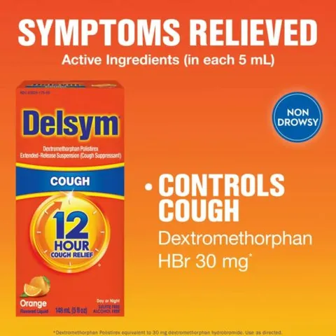 Siro ho Delsym 12 Hour Cough Relief Day or Night cho người lớn và trẻ em 4+