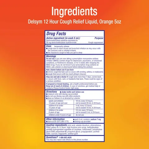 Siro ho Delsym 12 Hour Cough Relief Day or Night cho người lớn và trẻ em 4+