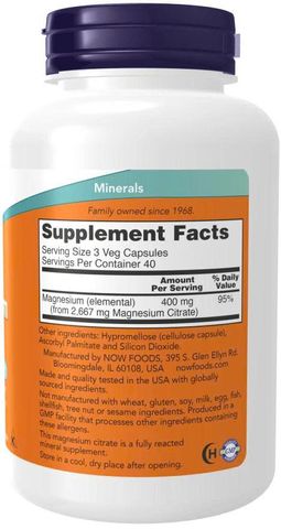 Viên uống bổ sung Magnesium Citrate now foods của Mỹ