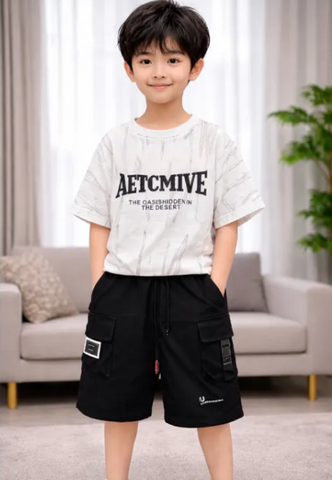 Hàng QC - Set bộ loang thể thao kèm quần kaki túi hộp cá tính mùa hè mát mẻ thoáng khí cho bé trai