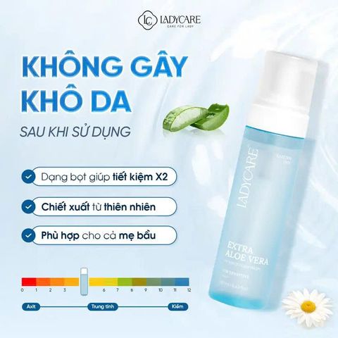 ✅[CHÍNH HÃNG, CHO KIỂM HÀNG] Dung dịch vệ sinh dạng bọt Ladycare Extra Aloe Vera 190ML (dành cho da nhạy cảm) 764906