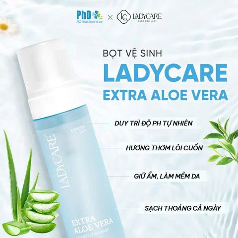 ✅[CHÍNH HÃNG, CHO KIỂM HÀNG] Dung dịch vệ sinh dạng bọt Ladycare Extra Aloe Vera 190ML (dành cho da nhạy cảm) 764906