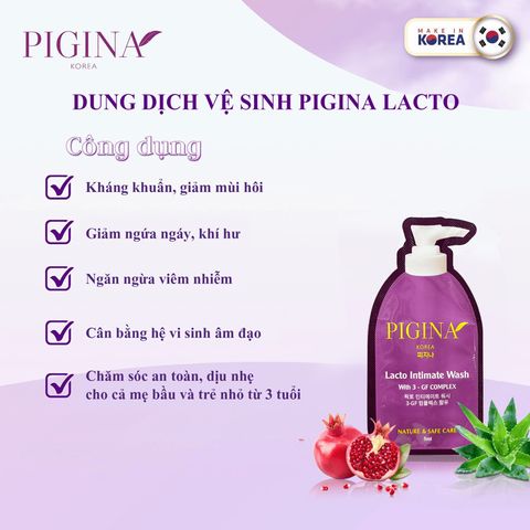 ✅[CHÍNH HÃNG, CHO KIỂM HÀNG] Combo 5 Gói gel Dung dịch vệ sinh Pigina 5ml - Pigina Lacto Intimate Wash 764971