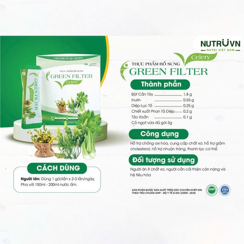 ✅[CHÍNH HÃNG, CHO KIỂM HÀNG] Bột cần tây Green Filter Celery – Bổ sung chất xơ, thanh lọc cơ thể, giảm cholesterol 764981