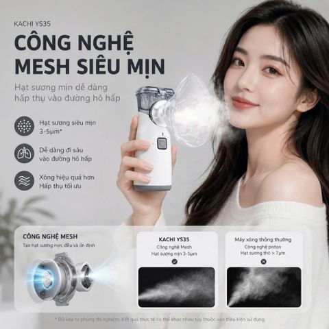 ✅[CHÍNH HÃNG, CHO KIỂM HÀNG] Máy Xông Khí Dung Cầm Tay Kachi YS35: Giải Pháp Hô Hấp Linh Hoạt Mọi Lúc, Mọi Nơi 765006
