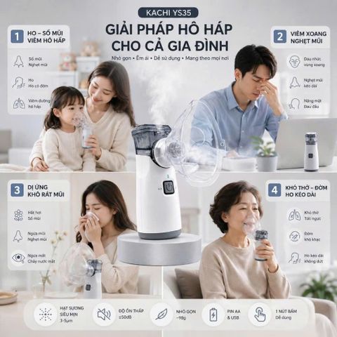 ✅[CHÍNH HÃNG, CHO KIỂM HÀNG] Máy Xông Khí Dung Cầm Tay Kachi YS35: Giải Pháp Hô Hấp Linh Hoạt Mọi Lúc, Mọi Nơi 765006