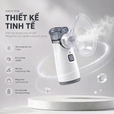 ✅[CHÍNH HÃNG, CHO KIỂM HÀNG] Máy Xông Khí Dung Cầm Tay Kachi YS35: Giải Pháp Hô Hấp Linh Hoạt Mọi Lúc, Mọi Nơi 765006