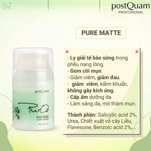 Kem dưỡng PostQuam Pure Matte (Q13) giảm viêm sưng, thâm cho da mụn nặng 50ml [hàng nhập khẩu]