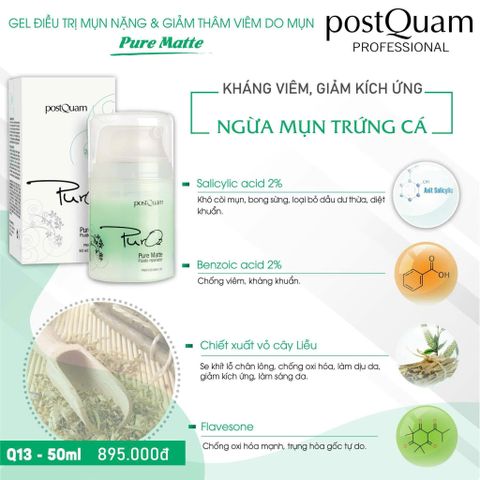 Kem dưỡng PostQuam Pure Matte (Q13) giảm viêm sưng, thâm cho da mụn nặng 50ml [hàng nhập khẩu]