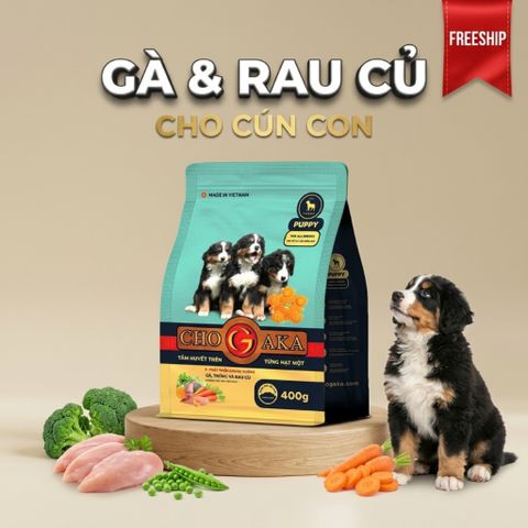 Hạt cho chó con Chogaka Vị Gà, Trứng & Rau Củ (Túi 400g)