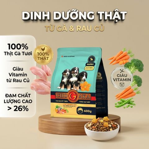 Hạt cho chó con Chogaka Vị Gà, Trứng & Rau Củ (Túi 400g)