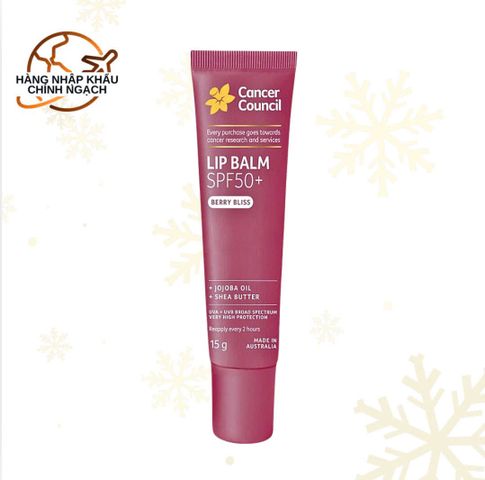 Son Dưỡng Chống Nắng Có Màu Cancer Council Lip Balm Raspberry SPF50+ 15g