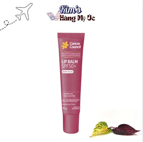 Son Dưỡng Chống Nắng Có Màu Cancer Council Raspberry SPF50+ 15g
