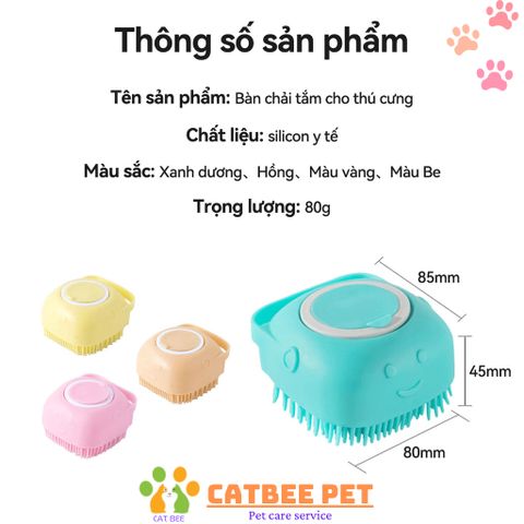 Bàn Chải Tắm Silicon Tạo Bọt Massage Có Chỗ Đựng Sữa Tắm Cho Chó Mèo