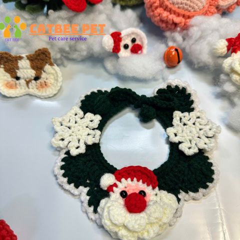 Vòng cổ cho chó mèo,Yếm len chơi tết, giáng sinh cho chó mèo hình cây thông tuần lộc,ông già noel