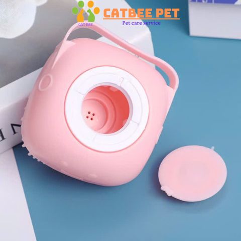 Bàn Chải Tắm Silicon Tạo Bọt Massage Có Chỗ Đựng Sữa Tắm Cho Chó Mèo