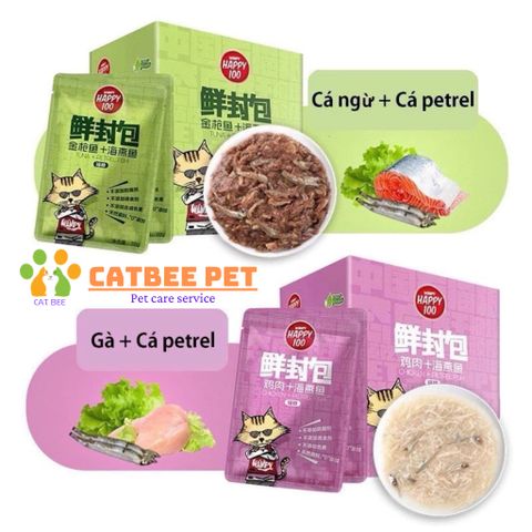Pate Wanpy Happy 100 Gói 70g Cho Mèo, Thức Ăn Cho Mèo Dạng Súp Đủ Vị Thơm Ngon, Bổ Dưỡng
