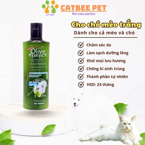 Sữa tắm cho chó mèo olive - Loại bỏ ve rận,chống rụng lông,khử mùi hôi, bổ sung tinh chất - 450ml