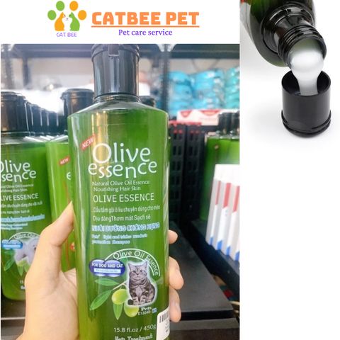 Sữa tắm cho chó mèo olive - Loại bỏ ve rận,chống rụng lông,khử mùi hôi, bổ sung tinh chất - 450ml
