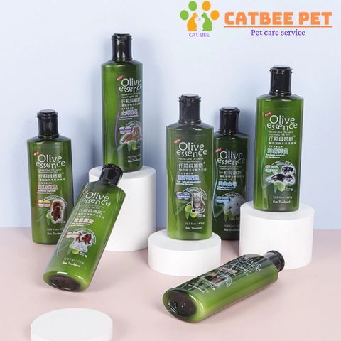 Sữa tắm cho chó mèo olive - Loại bỏ ve rận,chống rụng lông,khử mùi hôi, bổ sung tinh chất - 450ml