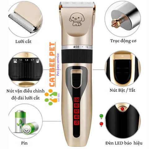 Tông đơ cắt tỉa lông cho thú cưng không ồn USB giúp tạo kiểu chuyên nghiệp ngay tại nhà