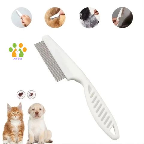 LƯỢC CHẢI VE RẬN LƯỠI INOX CHO CHÓ MÈO - Lược Chải Ve Rận Bọ Chét , gỡ rối lông cho chó mèo