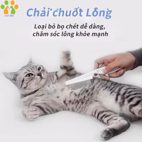 LƯỢC CHẢI VE RẬN LƯỠI INOX CHO CHÓ MÈO - Lược Chải Ve Rận Bọ Chét , gỡ rối lông cho chó mèo