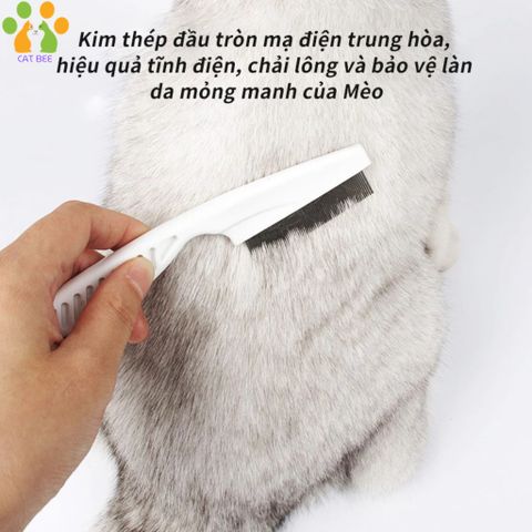 LƯỢC CHẢI VE RẬN LƯỠI INOX CHO CHÓ MÈO - Lược Chải Ve Rận Bọ Chét , gỡ rối lông cho chó mèo
