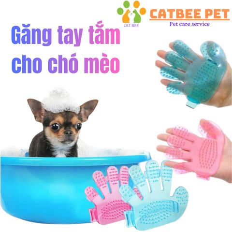 Găng tay tắm massge cho chó mèo bằng nhựa dẻo giúp chải lông, gỡ rối đánh bông lông , làm sạch lông rụng hình bàn tay