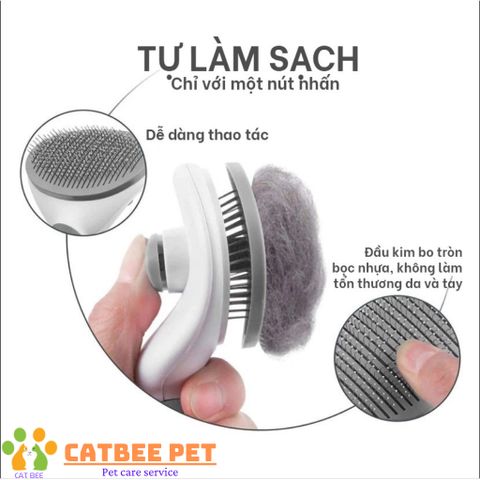 Lược chải lông cao cấp giành cho chó,mèo có nút bấm tiện lợi giúp tách lông tự động