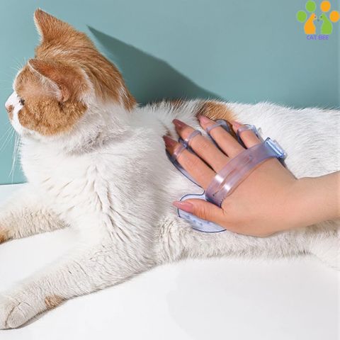 Găng tay tắm massge cho chó mèo bằng nhựa dẻo giúp chải lông, gỡ rối đánh bông lông , làm sạch lông rụng hình bàn tay