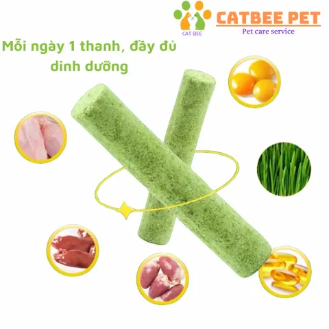 Thanh Cỏ Mèo 30g - Đồ ăn khô cho mèo 6 Que - Giúp tiêu búi lông, sạch và khỏe răng, bổ sung vitamin