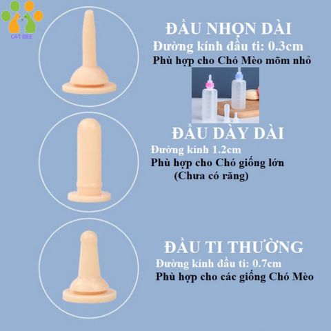 Bình ty , bình sữa dành cho chó mèo - Hỗ trợ chó mèo nhỏ uống sữa -Có đầu thay thế 60ml,150ml