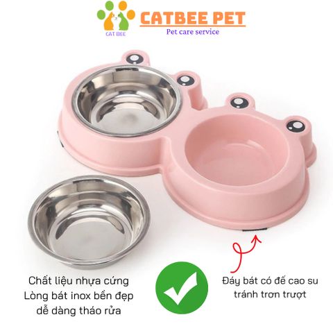 Bát ăn inox hình thú cho chó mèo,lõi inox  tháo rời siêu bền, dễ dàng vệ sinh