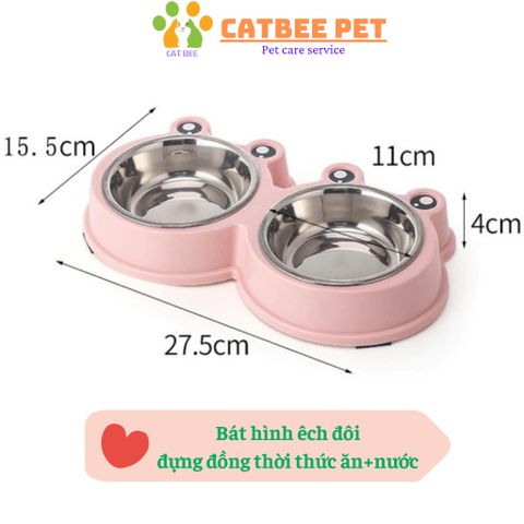 Bát ăn inox hình thú cho chó mèo,lõi inox  tháo rời siêu bền, dễ dàng vệ sinh