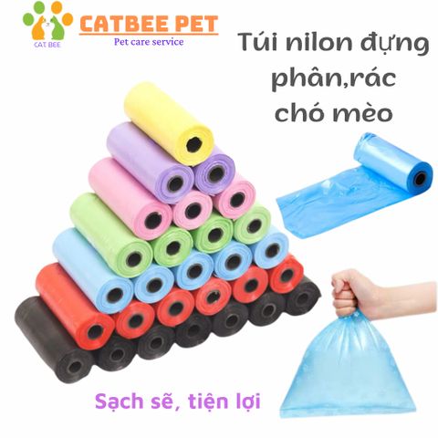 [Combo 5-10-20] Túi Nilon dọn phân,rác cho chó mèo - 1 Cuộn 15 túi siêu dai, tiện lợi