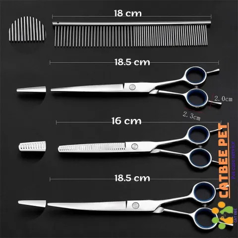 Bộ kéo cắt tỉa lông cho chó mèo (3 kéo, 1 lược) - Dụng cụ làm đẹp cho thú cưng tại nhà