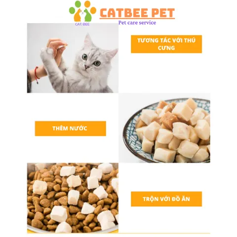 Thịt sấy mix gà viên, gan vịt viên, cỏ mèo viên sấy thăng hoa cho chó mèo hamster