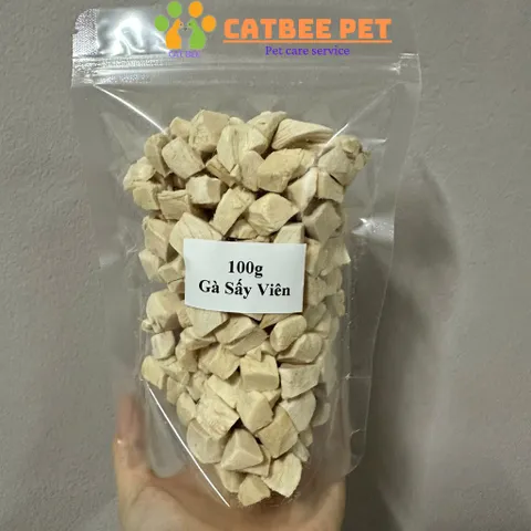 Thịt sấy mix gà viên, gan vịt viên, cỏ mèo viên sấy thăng hoa cho chó mèo hamster