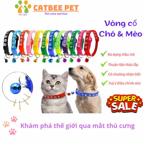 Combo vòng cổ cho chó mèo,có chuông lục lạc,thiết kế khóa bấm dễ sử dụng (chọn màu theo yêu cầu)