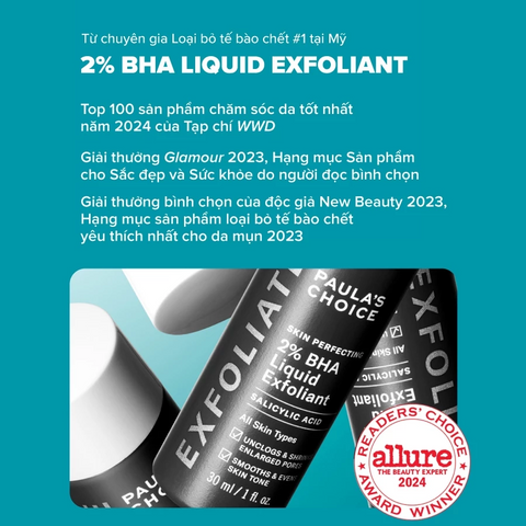 Dung Dịch Loại Bỏ Tế Bào Chết Skin Perfecting 2% BHA Liquid Exfoliant 30ml - Giảm Mụn Và Thu Nhỏ Lỗ Chân Lông