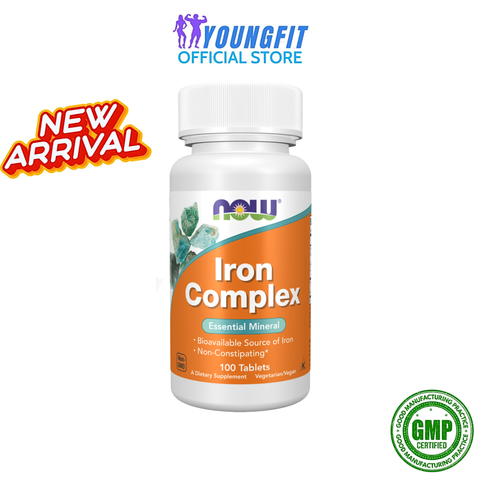 Viên Uống Sắt Iron Complex NOW Nhập Mỹ Tổ Hợp Dưỡng Chất Cho Hệ Thần Kinh Tuần Hoàn Khỏe Mạnh (100 viên) - YoungFit