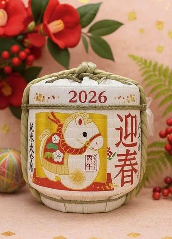 Rượu sake bình cói hình con ngựa Nhật 1800ml, phiên bản sản xuất riêng cho mùa Tết 2026