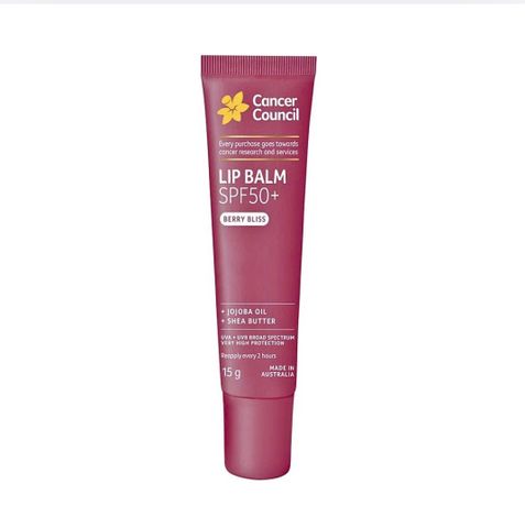 Son Dưỡng Chống Nắng Có Màu hồng nhẹ Cancer Council Lip Balm Raspberry SPF50+ 15g