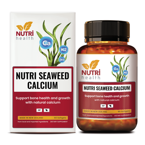 Viên Uống Canxi Hữu Cơ Tảo Biển Nutri Seaweed Calcium 60 Viên - Hỗ Trợ Xương Chắc Khỏe, Vitamin D3 K2, Sản Xuất New Zealand